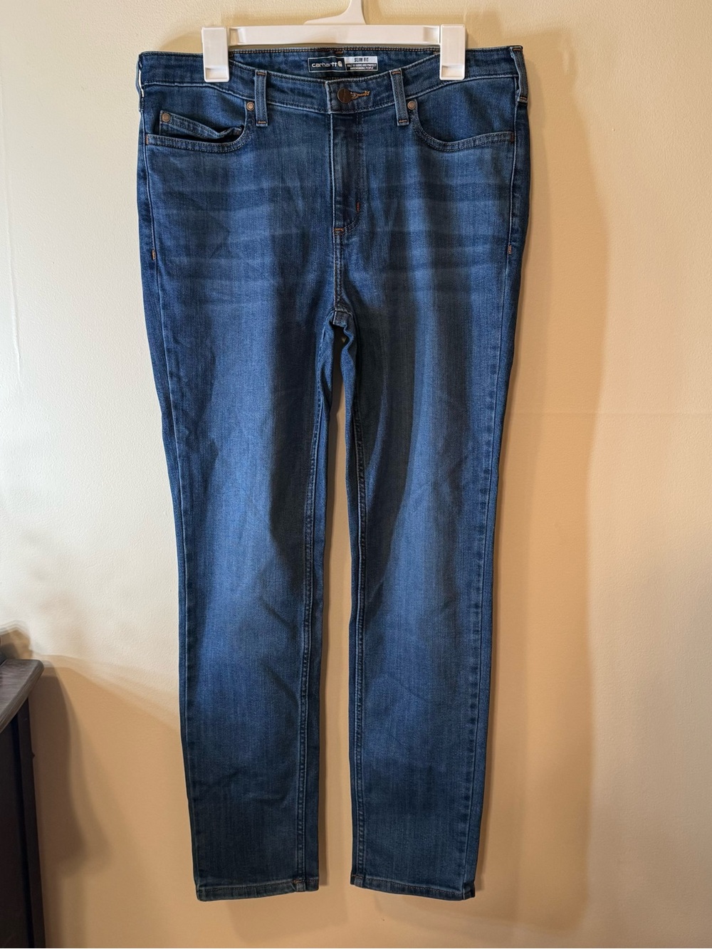 Carhartt Men's Slim Straight Jeans in Dark Blue Wash